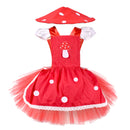 Kids Girls Christmas Mushroom Cosplay Costume knitted Tutu Polka Dot Dress Hat