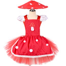 Kids Girls Christmas Mushroom Cosplay Costume knitted Tutu Polka Dot Dress Hat