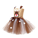 Kids Girls Christmas Party Deer Cosplay Costume Sequin Tutu Dress Antler Hairband - AwwwCos