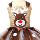 Kids Girls Christmas Party Deer Cosplay Costume Sequin Tutu Dress Antler Hairband - AwwwCos