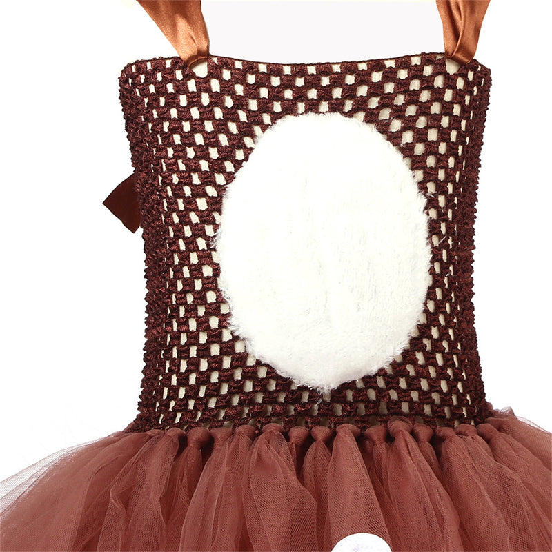 Kids Girls Christmas Party Deer Cosplay Costume Tutu Dress Antler Hairband - AwwwCos