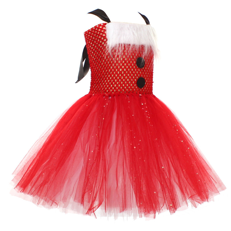 Kids Girls Christmas Santa Claus Cosplay Costume knitted Tutu Dress Hat Socks - AwwwCos