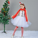 Kids Girls Christmas Snowman Cosplay Costume Crocheted Tutu Dress Scarf Hat Headband