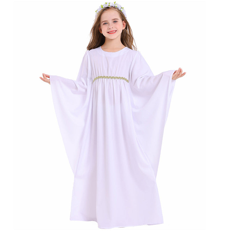 Kids Girls Demon Angel Cosplay Costume White Black Dress Choir Robes
