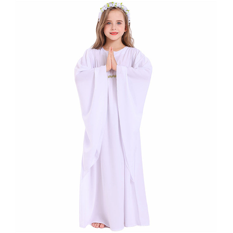 Kids Girls Demon Angel Cosplay Costume White Black Dress Choir Robes