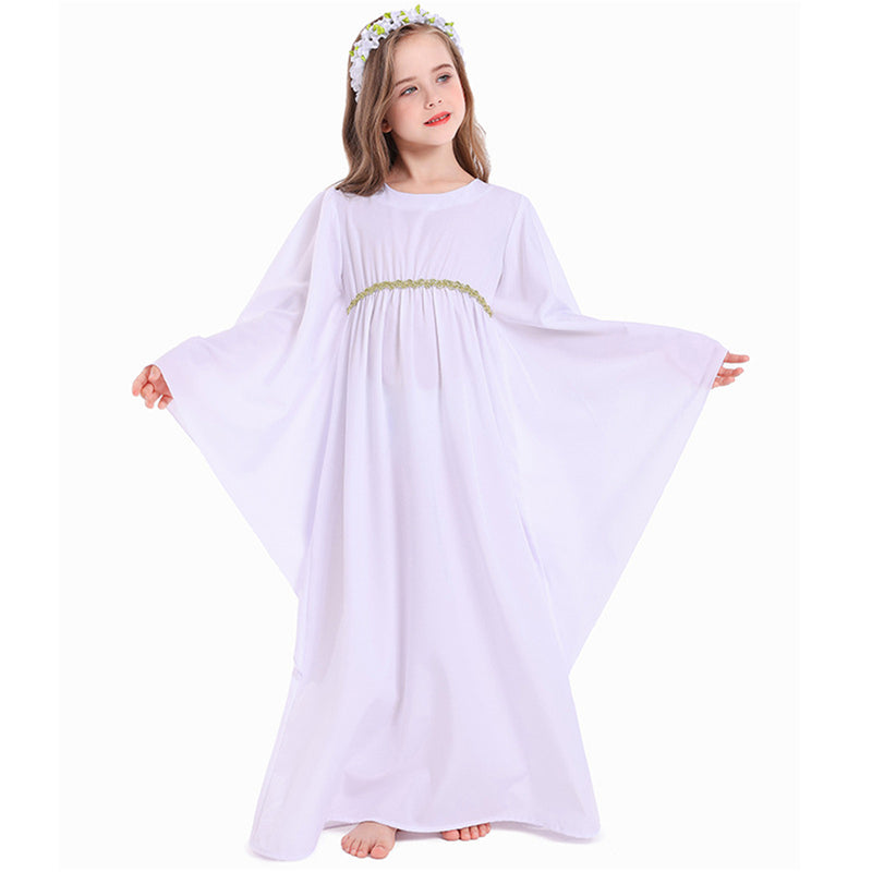 Kids Girls Demon Angel Cosplay Costume White Black Dress Choir Robes