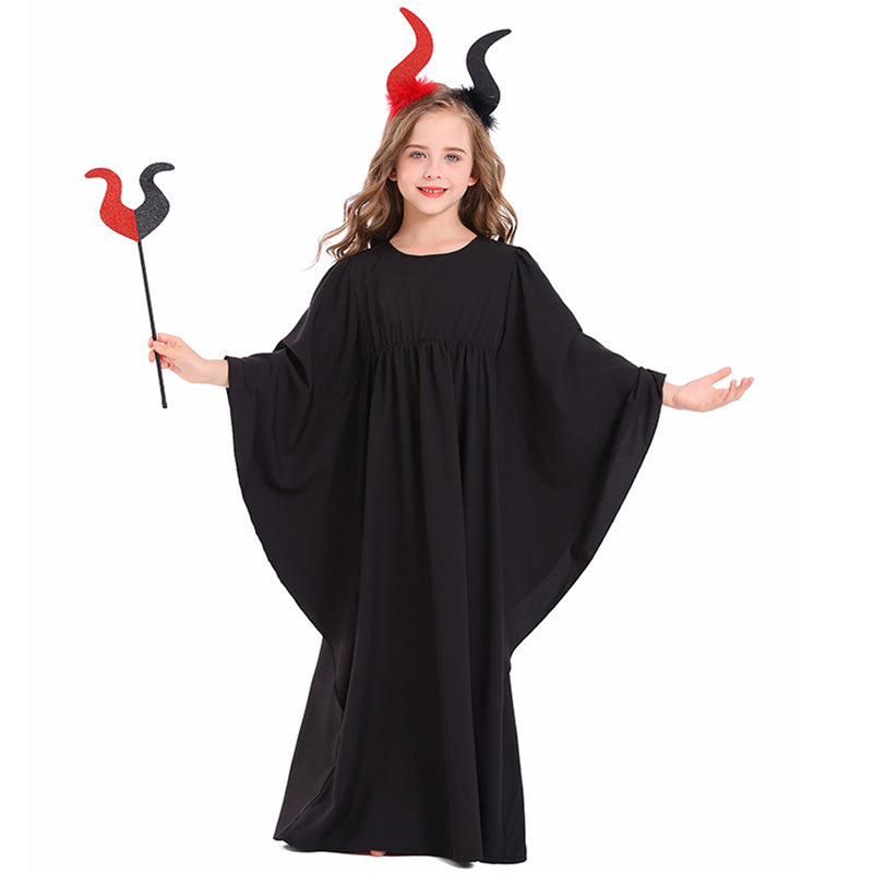 Kids Girls Demon Angel Cosplay Costume White Black Dress Choir Robes