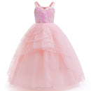 Kids Girls Film Wicked Glinda Cosplay Children Pink Tulle Ball Gown - AwwwCos
