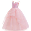 Kids Girls Film Wicked Glinda Cosplay Children Pink Tulle Ball Gown - AwwwCos