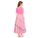 Kids Girls Film Wicked Glinda Cosplay Costume Pink Long Sleeve Dress - AwwwCos
