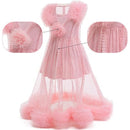 Kids Girls Film Wicked Glinda Cosplay Costume Pink Tulle Gown Spaghetti Strap Dress - AwwwCos