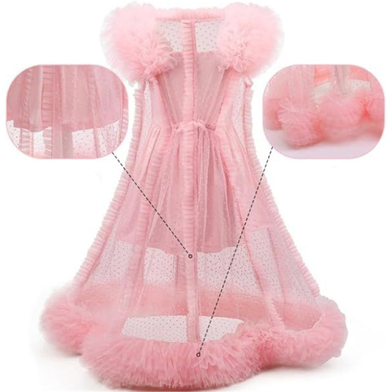 Kids Girls Film Wicked Glinda Cosplay Costume Pink Tulle Gown Spaghetti Strap Dress - AwwwCos