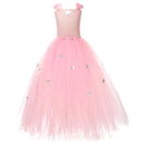 Kids Girls Film Wicked Glinda Cosplay Pink Crochet Tulle Dress Gown - AwwwCos