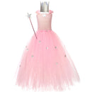 Kids Girls Film Wicked Glinda Cosplay Pink Crochet Tulle Dress Gown - AwwwCos