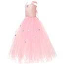 Kids Girls Film Wicked Glinda Cosplay Pink Crochet Tulle Dress Gown - AwwwCos