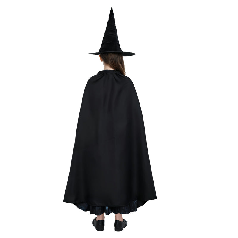 Kids Girls Film Wicked Witch Elphaba Cosplay Costume Dress Black Cloak Hat - AwwwCos