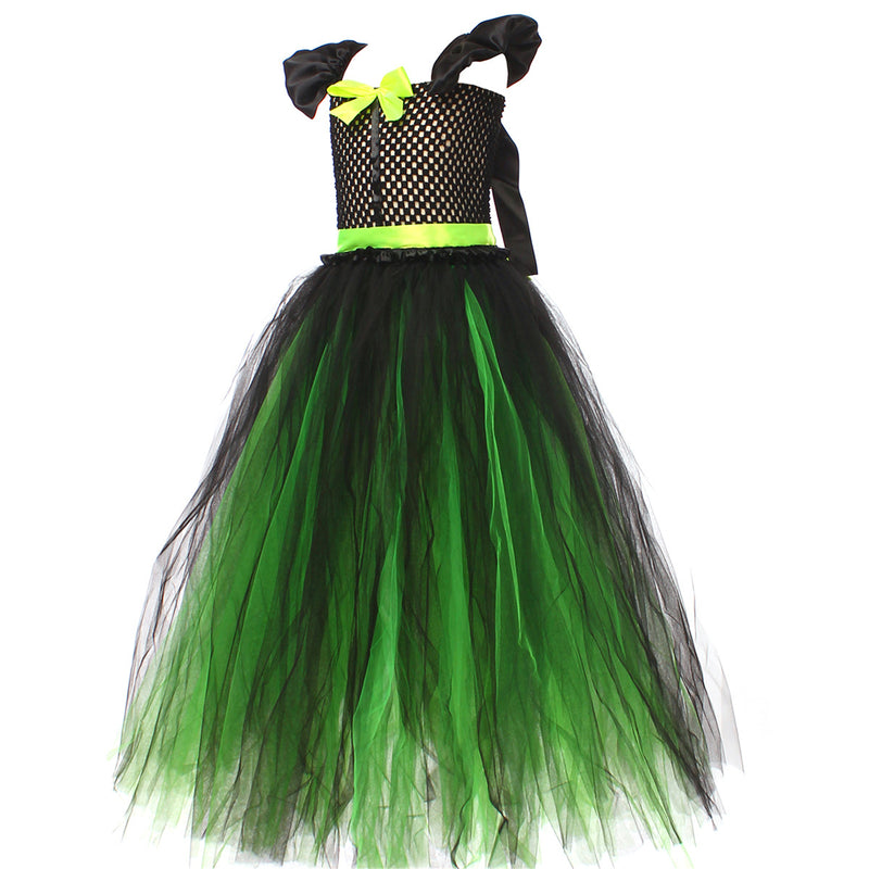 Kids Girls Film Wicked Witch Elphaba Cosplay Costume Dress Gloves Hat - AwwwCos