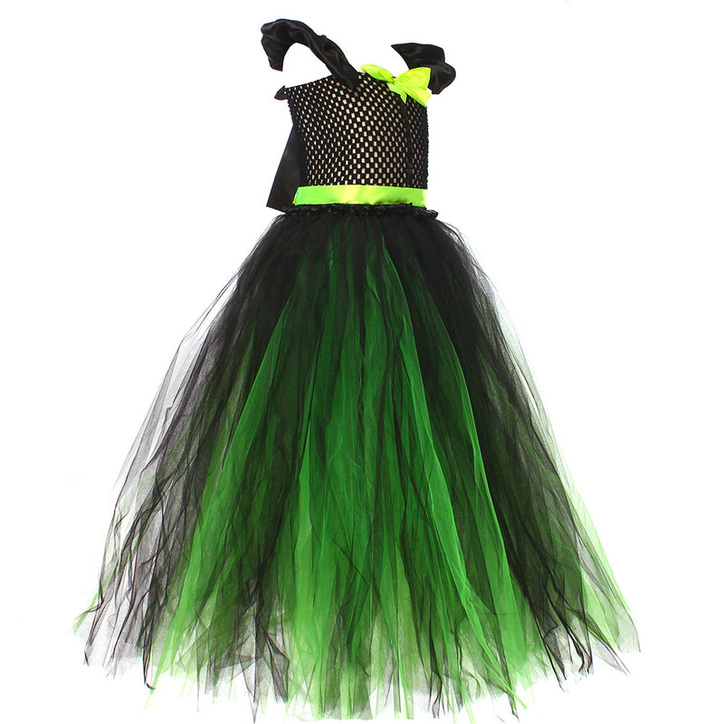 Kids Girls Film Wicked Witch Elphaba Cosplay Costume Dress Gloves Hat - AwwwCos