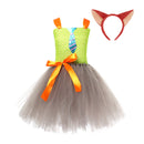 Kids Girls Fox Nick Wilde Cosplay Costume Crocheted Tutu Dress Ears Headband - AwwwCos