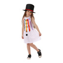 Kids Girls Halloween Jester Christmas Elf Cosplay Costume White Dress Hat - AwwwCos