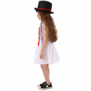 Kids Girls Halloween Jester Christmas Elf Cosplay Costume White Dress Hat - AwwwCos