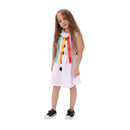 Kids Girls Halloween Jester Christmas Elf Cosplay Costume White Dress Hat - AwwwCos