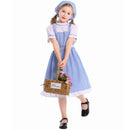 Kids Girls Maid Cosplay Costume Performance Blue Plaid Dress Head Scarf - AwwwCos