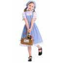 Kids Girls Maid Cosplay Costume Performance Blue Plaid Dress Head Scarf - AwwwCos