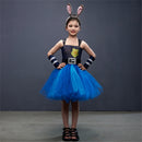 Kids Girls Rabbit Judy Cosplay Costume Crocheted Tutu Dress Ears Headband