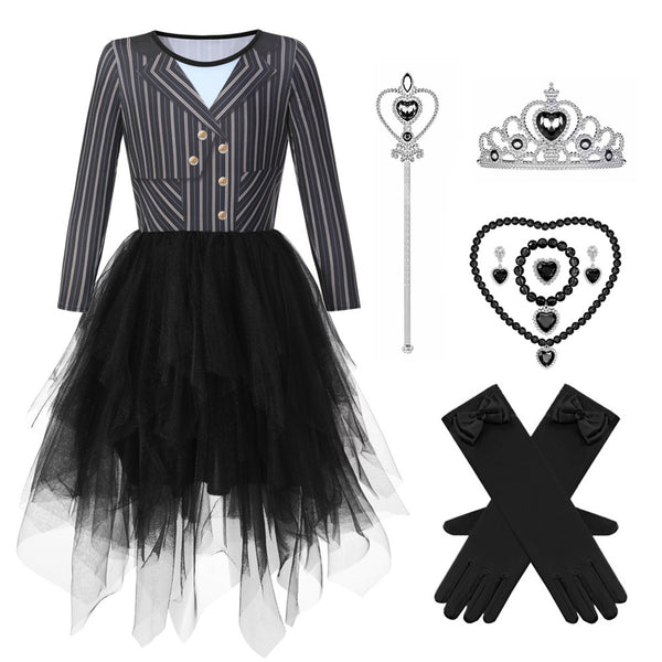 Kids Girls Wicked Cosplay Costume Glinda Pink Dress Elphaba Black Gown - AwwwCos