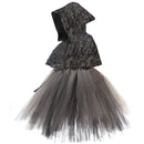 Kids Grim Reaper Cosplay Costume Ripped Dress Cloak Chain Scythe Prop