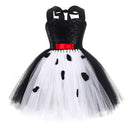 Kids Halloween Party Black White Girls Art Cosplay Costume Puffy Dress Tutu Skirt - AwwwCos