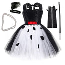 Kids Halloween Party Black White Girls Art Cosplay Costume Puffy Dress Tutu Skirt - AwwwCos