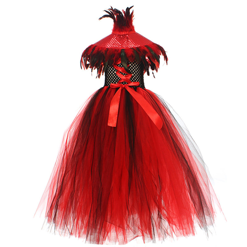 Kids Halloween Spider Witch Devil Crochet Top Puffy Tulle Dress - AwwwCos