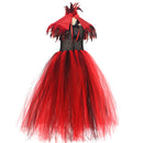 Kids Halloween Spider Witch Devil Crochet Top Puffy Tulle Dress - AwwwCos