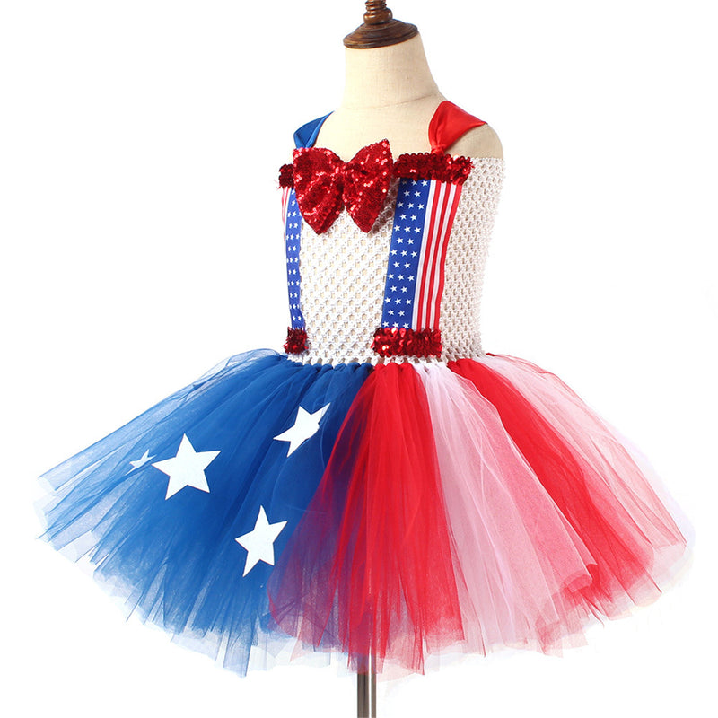 Kids Independence Day Patriotic Cosplay Crochet Dress Headband