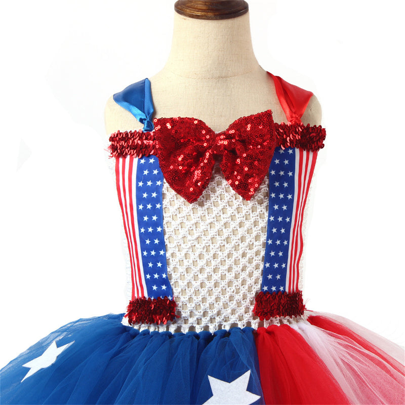Kids Independence Day Patriotic Cosplay Crochet Dress Headband