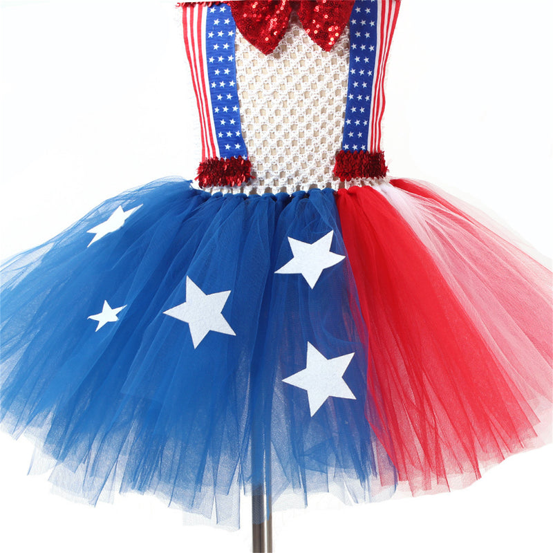 Kids Independence Day Patriotic Cosplay Crochet Dress Headband