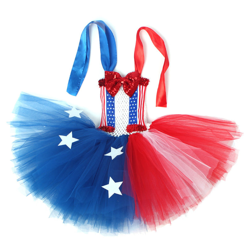 Kids Independence Day Patriotic Cosplay Crochet Dress Headband