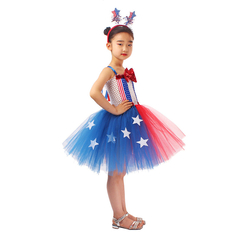 Kids Independence Day Patriotic Cosplay Crochet Dress Headband
