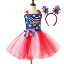 Kids Independence Day Patriotic Cosplay Crochet Dress Pink Skirt - AwwwCos