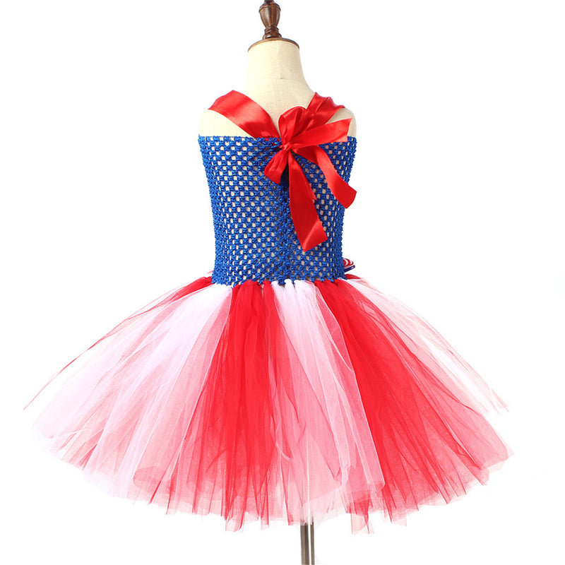 Kids Independence Day Patriotic Cosplay Crochet Dress Pink Skirt