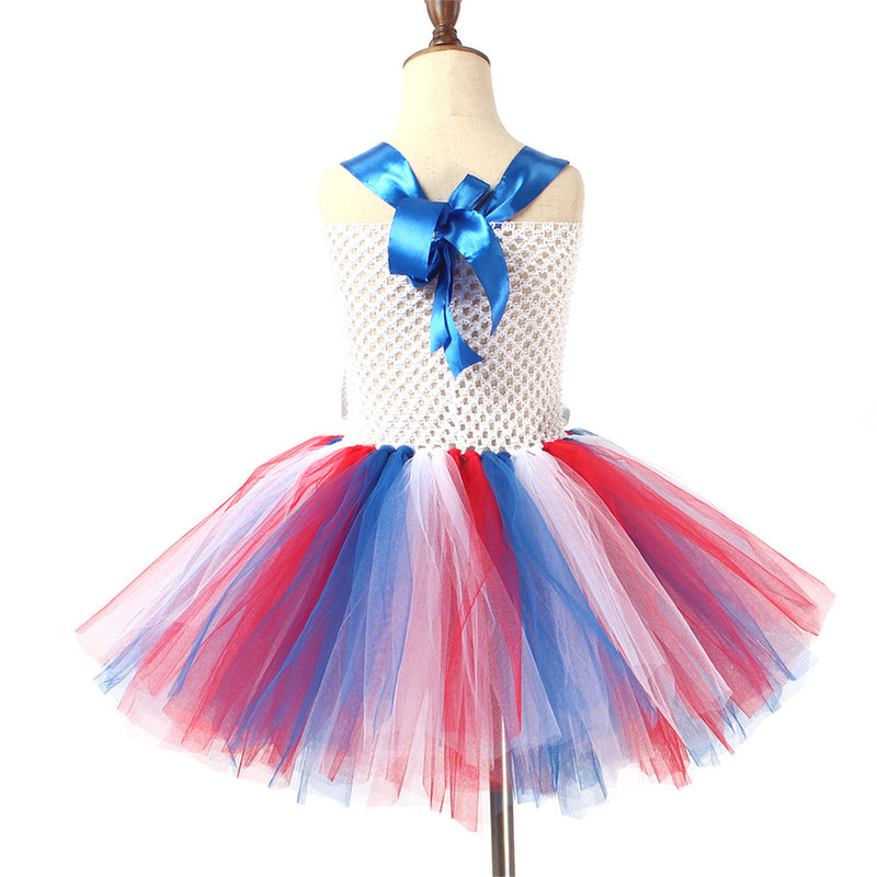 Kids Independence Day Patriotic Cosplay Crochet Dress Tulle Skirt