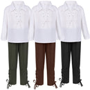 Kids Medieval Pirate Cosplay Costume Shirt Ankle Pants Scottish Top Trouser