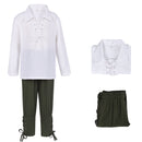 Kids Medieval Pirate Cosplay Costume Shirt Ankle Pants Scottish Top Trouser