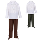 Kids Medieval Pirate Cosplay Costume Shirt Ankle Pants Scottish Top Trouser