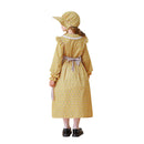 Kids Pioneer Civil War Prairie Colonial Maid Cosplay Costume Yellow Floral Dress