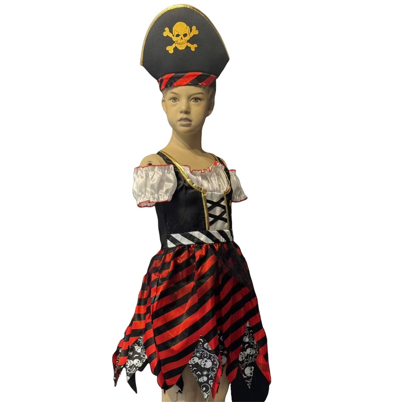 Kids Pirate Cosplay Costume Hat Eye Patch Role Play Girls Dress Up