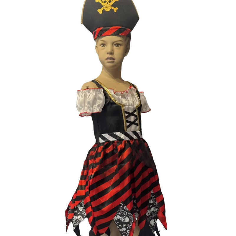 Kids Pirate Cosplay Costume Hat Eye Patch Role Play Girls Dress Up