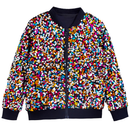 Kids Ribbed Cuffs Sequin Jacket Glitter Zipper Gradient Bomber Coat - AwwwCos